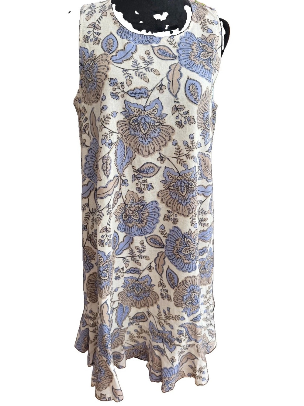 Tommy Hilfiger linen blend A-line ruffle hem ladies dress size 10 coastal resort